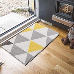 Havana Washable Non-Slip Kitchen Floor Mat, Triangle, Light Gold, 80x150cm