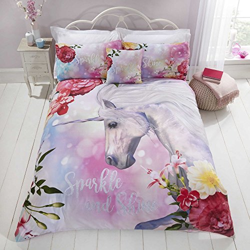Rapport Home Unicorn Cushion Cover, Polycotton, Pink, 43 x 43cm