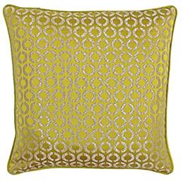 "Riva Paoletti Piccadilly Polyester Filled Cushion - Gold and Silver Geometric Circle Front - Purple Geometric Reverse - Jacquard Weave - Piped Edges - 100% Polyester - 50 x 50cm (20"" x 20"" inches)"