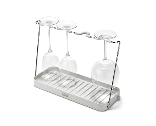 Joseph Joseph DrySmart Folding Wine Stem Glass drying rack, space saving draining board organiser, Recycled Plastic
