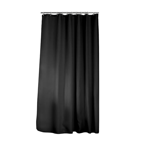 Douceur d'intérieur Quartz Shower Curtain with Hooks 100% Polyester Black 180 x 200 cm