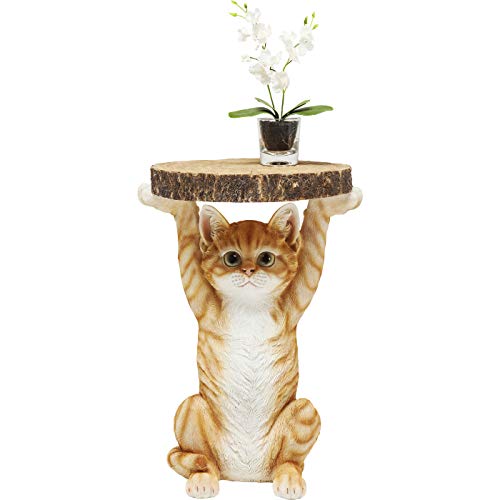 Kare Design Side Table Animal Ms Cat, Brown, 51x34x33 cm, Accent Table, Load Capacity 20 kg, Round Top, Cat Motif, Modern, Timeless, Glamour, Minimalist, Living Room