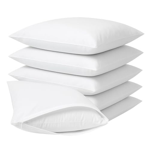 Dependable Industries inc. Essentials 6-Pack Breathable Polyester Non-Woven Fabric Pillow Protector Covers, Standard/Queen, 50.8 x 76.2 cm, Color 574