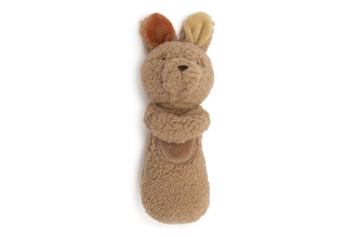 Jollein Baby Rattle - Kangaroots - Soft Fabric Kangaroo Rattle - Coral Fleece & Velvet - Hand Washable - Baby Toy - Stimulates Senses & Motor Skills