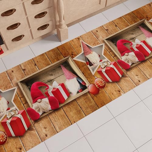 PETTI Artigiani Italiani - Christmas Kitchen Rug, Christmas Kitchen Runner, Non-Slip and Washable Christmas Kitchen Rug, 52x480 cm Elf Christmas Rug, Made in Italy