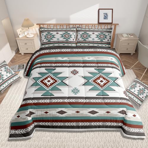 Queen size Southwestern Native Aztec Duvet Quilt Boys Girls Retro Exotic Boho Comforter For Kids Women Men Ultra Soft Bohemian Bedding Set Room Decor Quilt Set Breathable Soft Lightweight Microfiber