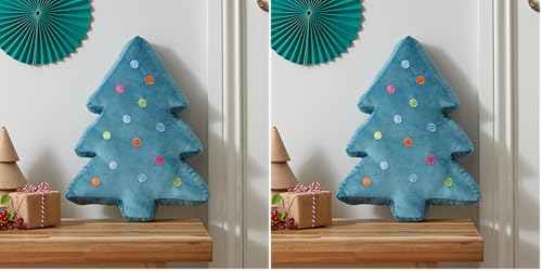 Catherine Lansfield Christmas Tree 3D Shaped Cushion Green (Pack of 2)