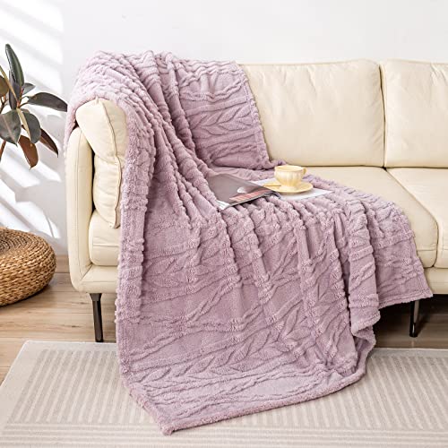 "YUSOKI Sherpa Large Throw Blanket Single Layer,Light Weight(1.7lb),320GMS-3D Stylish Design for Gift Home Decor (Rose Pink,50""x65"")"