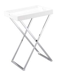 A ASPECT Hotel Style Hopkins Foldable Detachable Butler Table/Serving Tray (White/Chrome)