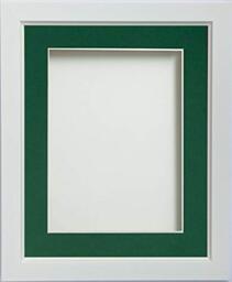 Frame Company Ainsworth Range White A2 Picture Photo Frame with Bottle Green Mount for Image A3 * Choice of Sizes* Fitted with Perspex