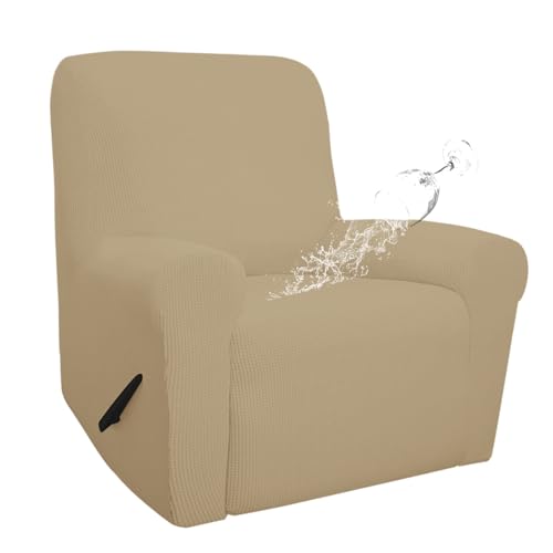 Easy-Going 100% Waterproof Recliner Cover, Dual Waterproof Couch Cover for Recliner, 1- Piece Jacquard Sofa Cover, Leakproof Sofa Slipcover for Kids, Pets, Dog and Cat (Recliner, Sand)