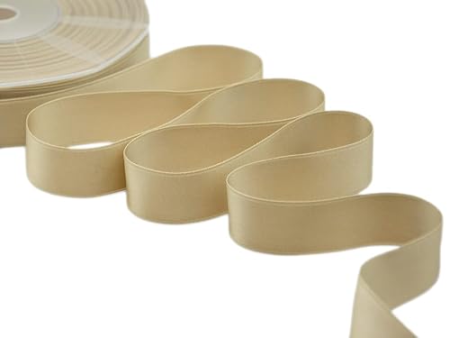 Furlanis - Double Satin Ribbon, Decoration, Gift, Christmas Packing, Wedding, Party, Made in Italy - Beige, 25 mm x 25 m