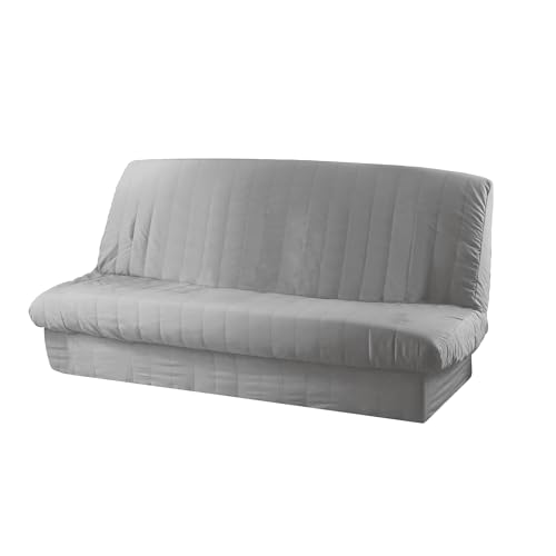 Douceur D'Interieur Click Clack Cover Quilted with Base Band Plain Polyester Essentiel Gris