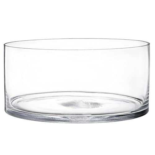 YOUEON Wide Glass Cylinder Vase (20x10cm), Decorative Terrarium for Flowers, Pillar Candles & Arrangements, Wedding, Event & Home Centerpiece