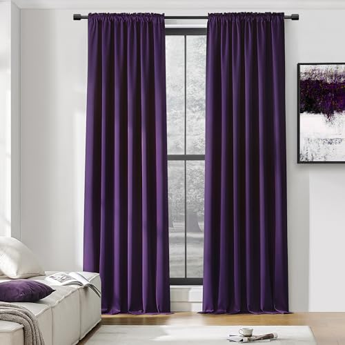 DONREN ROYAL PURPLE ROYAL BLACKOUT CURTAINS ROYAL PURPLE ROYAL BLACKOUT CURTAINS FOR BEDROOM LIVING ROOM