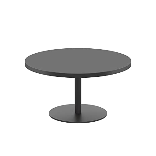Office Hippo Circular Coffee Table, Sturdy & Stylish Small Table Desk, Laptop Table For Cafe, Coffee Shop or Bar, Versatile Office Table Ideal For Breakroom, 5 Year Guarantee - Black / Black