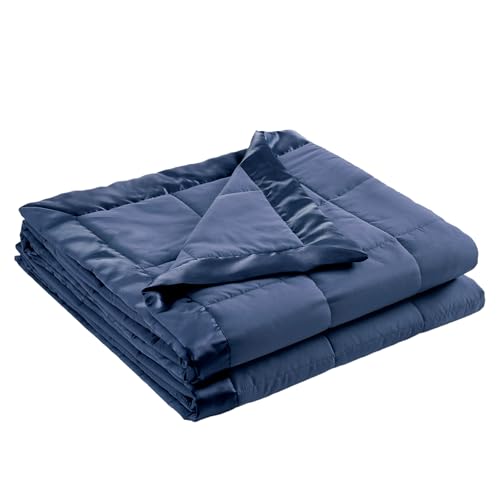 Madison Park Windom Down Alternative Blanket, Premium 3M Scotchgard Moisture Wicking Treatment, Lightweight and Soft Bed Cover For All Season, Satin Trim, Navy Twin