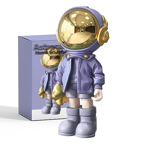 EZ4ENCE Figurine Statue Astronaut Sculpture Spaceman Decor,Sculpture for Home Decor,Arts Purple Shelf Decoration,Cool Metal Mask Table Decor,Large Spaceman Figure Ornament Give Gifts