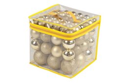 Christmas gifts, Christmas tree plastic baubles, Plastic, Gold, 77x