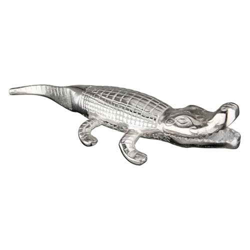 Casablanca Figurine Spike Crocodile – Aluminium – Silver Antique Finish – Textured – Width 58 cm – Decoration – Home Accessory – Gift – Sculpture