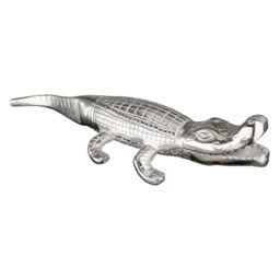 Casablanca Figurine Spike Crocodile – Aluminium – Silver Antique Finish – Textured – Width 58 cm – Decoration – Home Accessory – Gift – Sculpture