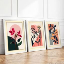 Modern Botanical Panels Botanical Set of 3 Framed Wall Art Prints A4
