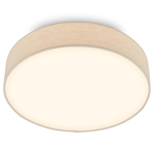 Briloner - LED Ceiling Light with Fabric Shade, 24W 2600lm, 3000K Warm White, Ceiling Lights Living Room, LED Lights for Bedroom, Kitchen Light, 38 x 10.5 cm, Beige