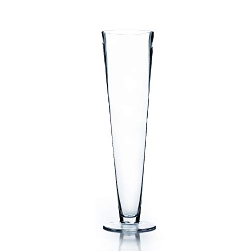 "WGV Wedding Party Flowers Centerpieces Home Decorations - Clear Small Trumpet Pilsner Glass Vase/Holder. Open: 4"". Height: 16"". Wholesale Lot (1 Piece)"