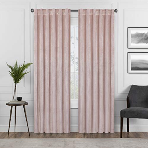 "Eclipse Harper Velvet Rod Pocket Curtains for Bedroom, Single Panel, 50"" x 108"", Blush"