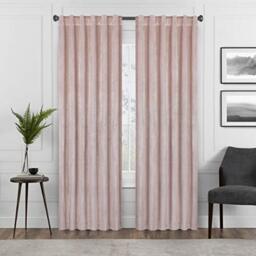 "Eclipse Harper Velvet Rod Pocket Curtains for Bedroom, Single Panel, 50"" x 108"", Blush"