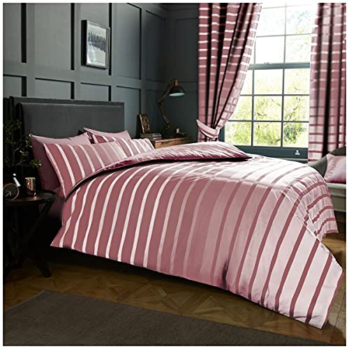 GC GAVENO CAVAILIA Luxury Oscar Stripe Duvet Cover, Easy Care Super Soft & Cosy Reversible Lined Quilt Bedding Set, Polycotton, Blush Pink, King