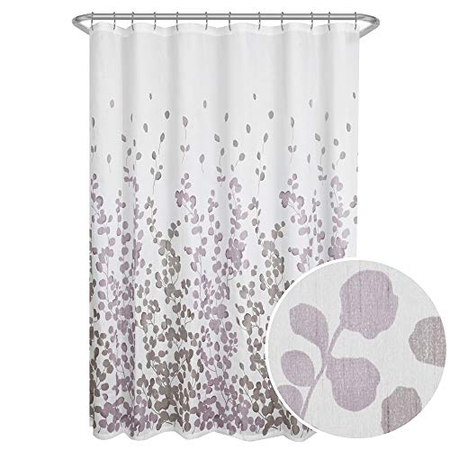 MAYTEX Zenna Home Sylvia Printed Faux Silk Fabric Shower Curtain, Machine Washable with Button Hole Header, Semi-Sheer Polyester Fabric Shower Curtain for Bathroom, 70 x 72 Inches, Floral Print