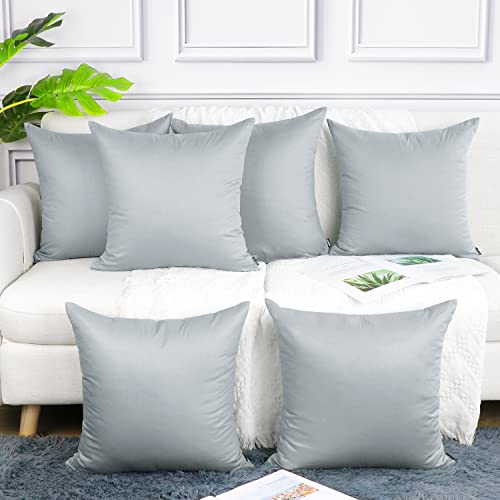 "Coddsmz 6 Pack Decorative 100% Cotton Pillow Covers Square Cushion Cover Solid Christmas DIY Throw Pillowcase for Home Bed Sofa,Light Grey,6 Pack-18"" x 18""/45x45cm"