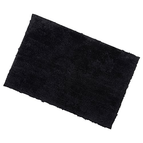 Black Soft Tufted Microfibre Bathroom Shower Bath Mat Rug Non-Slip Back 40x60cm