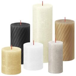 Bolsius Rustic Pillar Candles - Gift Set of 6 - Pillow Talk - Decorative Household Candles - Length Burning Time - Unscented - Includes Natural Plant Wax - Without Palm Oil, White