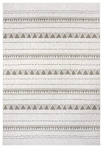 NORTHRUGS Indoor and Outdoor Rug Bahamas 80 x 150 cm Reversible Rug Weatherproof Boho Design Ethnic Pattern Runner for Balcony Patio Garden Conservatory Living Room Waterproof in Linen