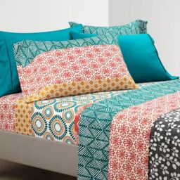 Lush Decor Bohemian Stripe Soft Sheet 6 Piece Set, Microfiber, Turquoise & Orange, Queen
