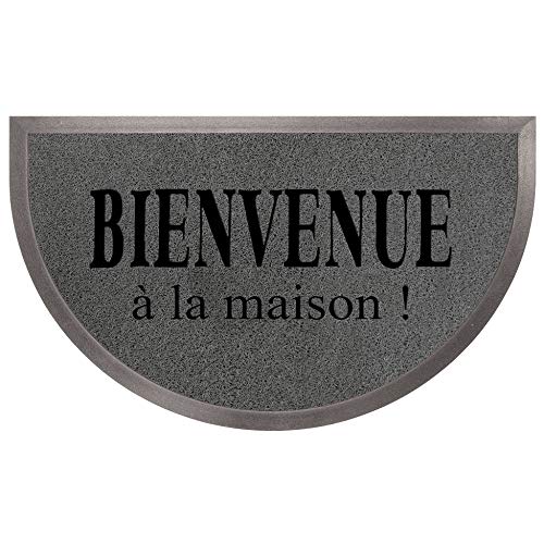 Tapis Déco PVC Half Moon Door Mat, PVC, Grey/Black, 45x1x75 cm