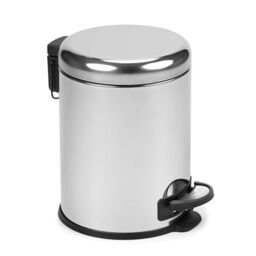 TATAY 5L Pedal Bathroom Bin - Hygienic, Touch-Free Opening - Soft-Close, Silent Lid - Removable Interior for Easy Cleaning - Functional Design - 29 x 22 x 27 cm - Nordic Model - Silver