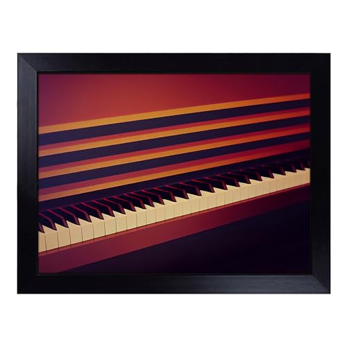 Lap Tray with Bean Bag Cushion, Piano Keys Art - Handmade in the UK, Raised Wooden Edge, Padded Cushion, Heat-Resistant Wipe-Clean Surface, for Meals, Laptops and Crafts