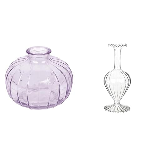 Talking Tables Lilac Glass Bud Vase for flowers, s & Clear Glass Bud Vase for Flowers Height 19cm- Tape Table Decor Bundle