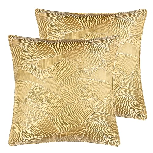 furn. Wylder Seymour Feather Filled Cushions Twin Pack, Gold, 50 x 50cm
