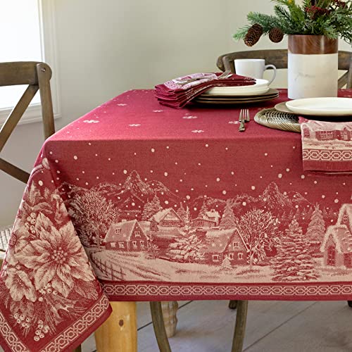 "Benson Mills Engineered Jacquard Fabric Tablecloth, Polyester, Christmas Story, 60"" x 104"" Rectangular"