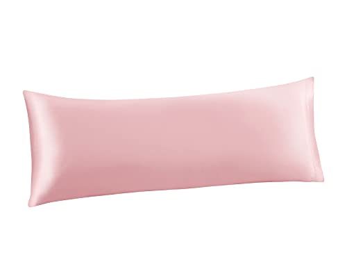 Ersmak Satin Body Pillow Cover, 20x54 Inches Blush Pink Ultra Soft Satin Body Pillow Case for Hair and Skin, Silky Slip Cooling Long Side Pillowcase with Envelope Closure