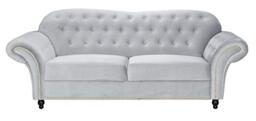 Sofas and More Lyon Chesterfield Style French Velvet fabric 3 + 2 seater sofa Armchair Blue Silver Grey (Silver, 3 Seater)