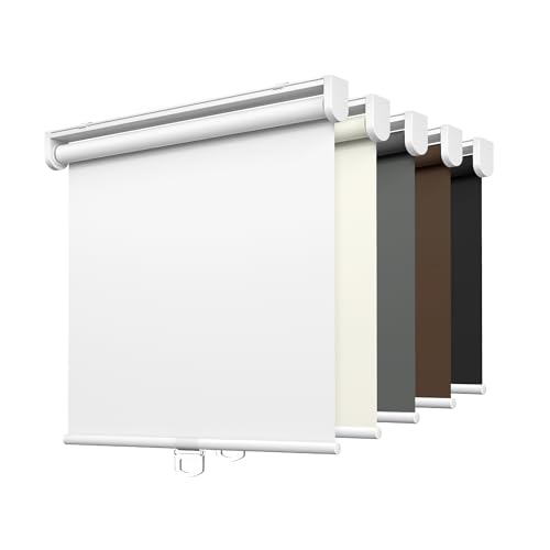 LazBlinds No Tools No Drill Cordless Roller Shades, 100% Blackout Roller Blinds for Windows, Thermal Insulated UV Protection Waterproof Roll Up Window Blinds and Shades, 29'' W x 72'' H, White