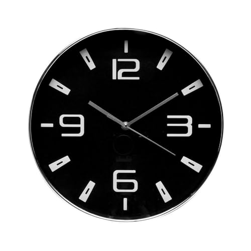 Levitantes Wall Clock 30 cm, Continuous Movement, Silver and Black, Ideal for Decoration and Time Tracking Indoors.
