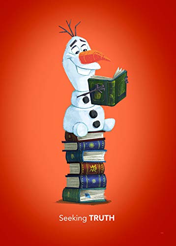 Komar Disney Frozen Olaf Reading Wall Picture for Nursery, Baby Room, Decoration Art Print Without Frame Available in 3 Sizes, Colourful, WB068-50x70