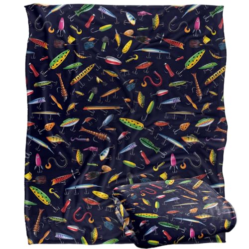 Jq Licensing Fishing Lures Pattern Silky Touch Super Soft Throw Blanket 152 X 127 Cm