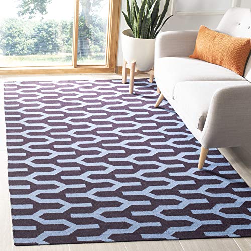 Safavieh Contemporary Indoor Flatweave Rectangle Area Rug, Dhurrie Collection, DHU630, in Purple / Blue, 122 X 183 cm for Living Room, Bedroom or Any Indoor Space